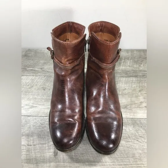 Frye Melissa Seam Short Brown Zip Ankle Women’s Boots Style 3475443 Size 7.5