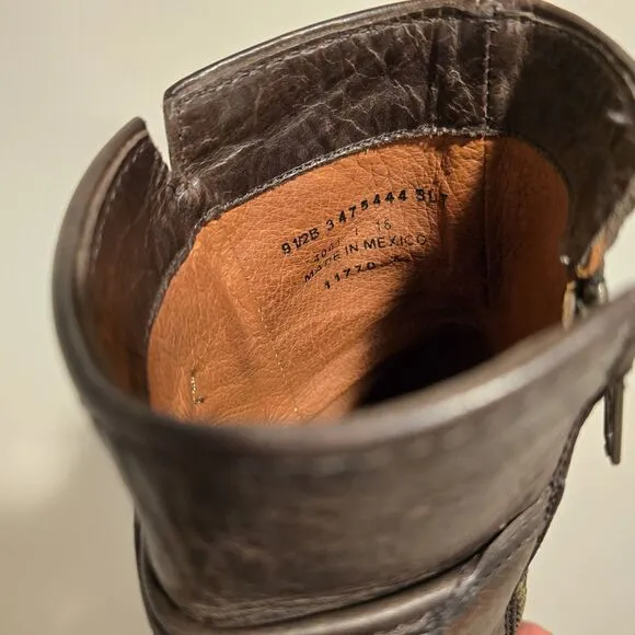 Frye Melissa Short Seam Brown Slate Leather Boots Size 9.5 B Womens Booties Boho