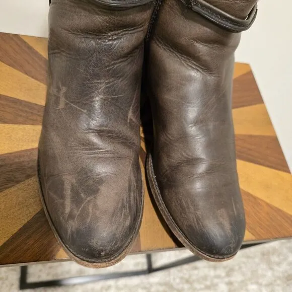 Frye Melissa Short Seam Brown Slate Leather Boots Size 9.5 B Womens Booties Boho