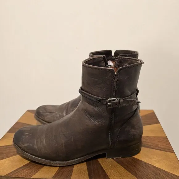 Frye Melissa Short Seam Brown Slate Leather Boots Size 9.5 B Womens Booties Boho