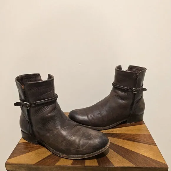 Frye Melissa Short Seam Brown Slate Leather Boots Size 9.5 B Womens Booties Boho