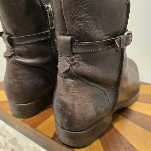 Frye Melissa Short Seam Brown Slate Leather Boots Size 9.5 B Womens Booties Boho