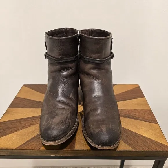 Frye Melissa Short Seam Brown Slate Leather Boots Size 9.5 B Womens Booties Boho