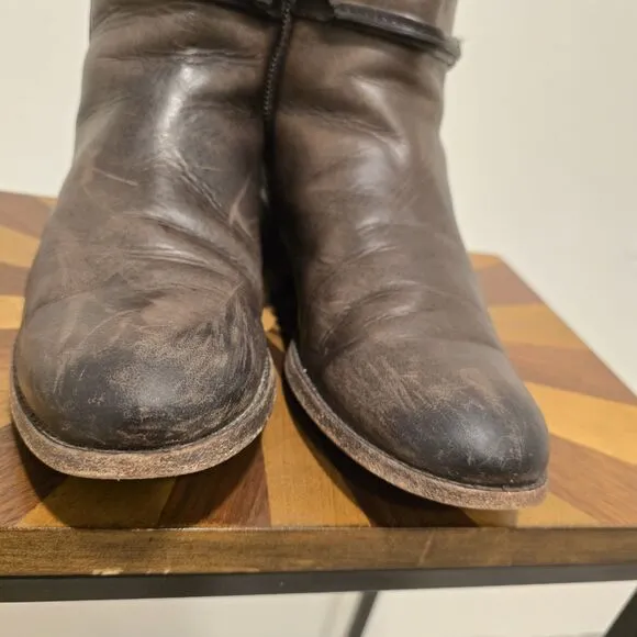 Frye Melissa Short Seam Brown Slate Leather Boots Size 9.5 B Womens Booties Boho