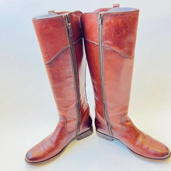 Frye Mellisa Tabs riding boots, Brown, Size 8