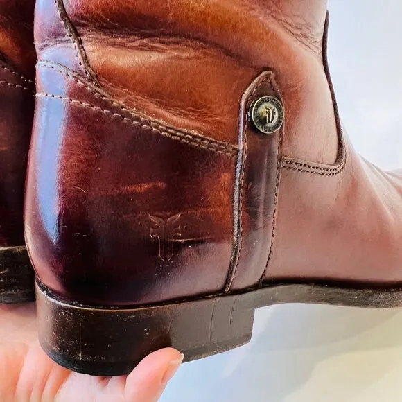 Frye Mellisa Tabs riding boots, Brown, Size 8