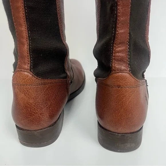 Frye Molly Gore Tall Riding Boots Whiskey Brown Leather Knee High US 8.5 $425