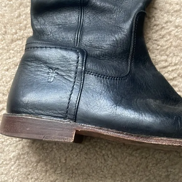 Frye Paige Cuff Leather Tall Riding Black Brown Boots Sz 7 Fall Winter Boho