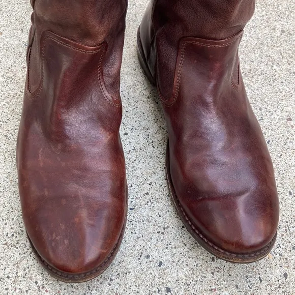 💙Frye Paige Stud Dark Brown Leather Tall Riding Boots