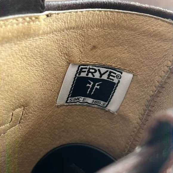 FRYE Paige 77535 dark Brown Leather Tall Riding Boots Sz 7.5 c EUC
