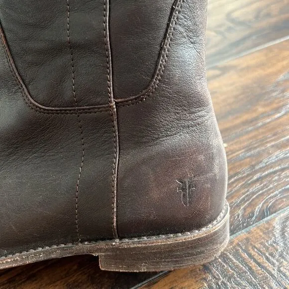 FRYE Paige 77535 dark Brown Leather Tall Riding Boots Sz 7.5 c EUC
