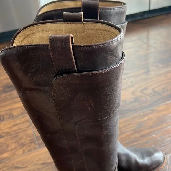FRYE Paige 77535 dark Brown Leather Tall Riding Boots Sz 7.5 c EUC