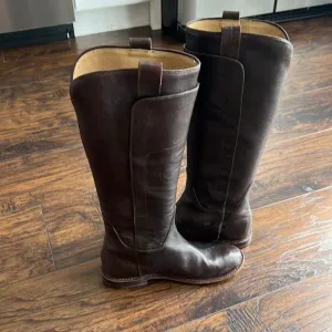FRYE Paige 77535 dark Brown Leather Tall Riding Boots Sz 7.5 c EUC