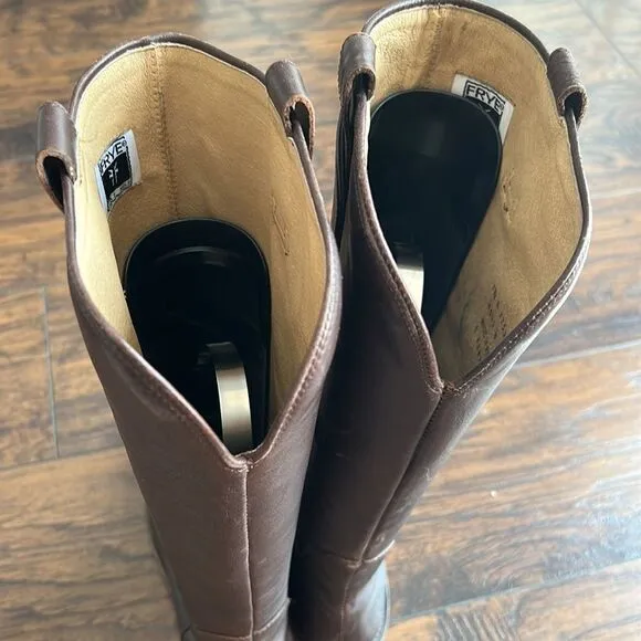 FRYE Paige 77535 dark Brown Leather Tall Riding Boots Sz 7.5 c EUC