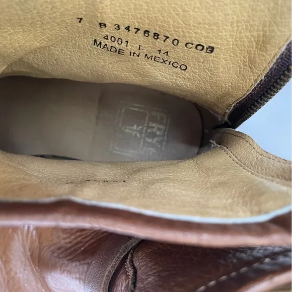 FRYE PHILLIP LEATHER HARNESS SHORT BOOTS IN BROWN