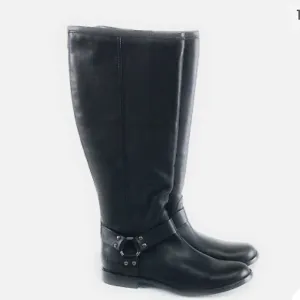 Frye - Phillip Leather Tall Shaft Harness Boots Black Women's
