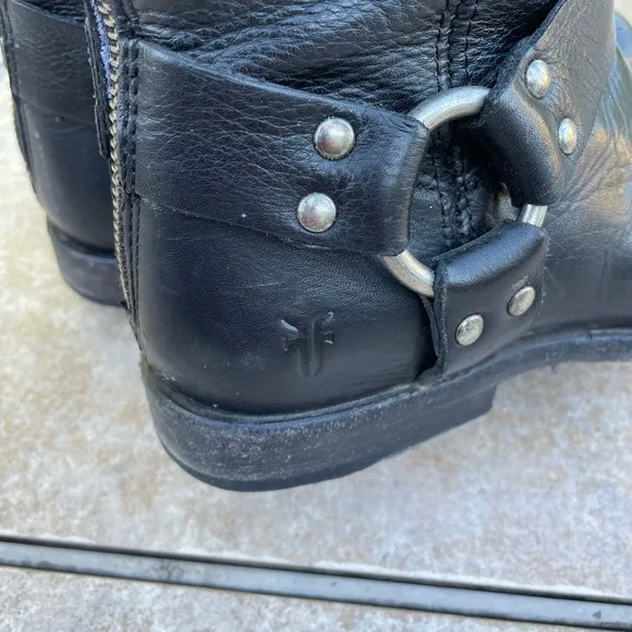 Frye - Phillip Leather Tall Shaft Harness Boots Black Women's