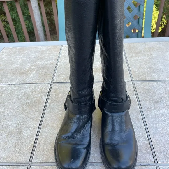 Frye - Phillip Leather Tall Shaft Harness Boots Black Women's