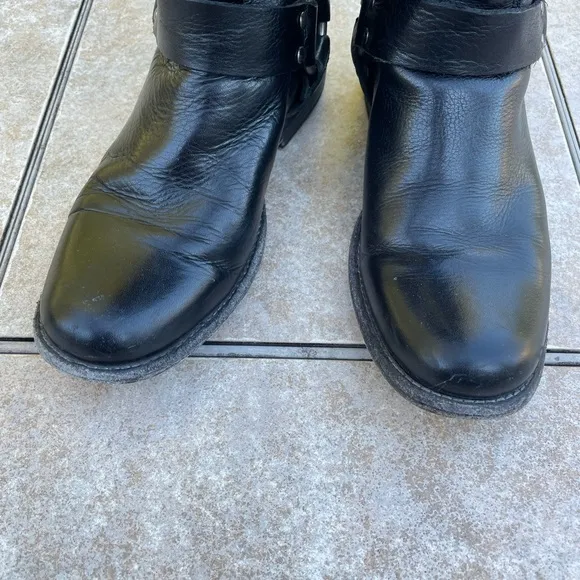Frye - Phillip Leather Tall Shaft Harness Boots Black Women's