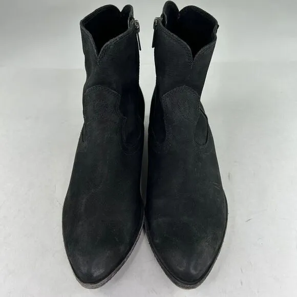 Frye Ray Seam Short Leather Western Boots US 9.5 M Black Ankle Zip Booties