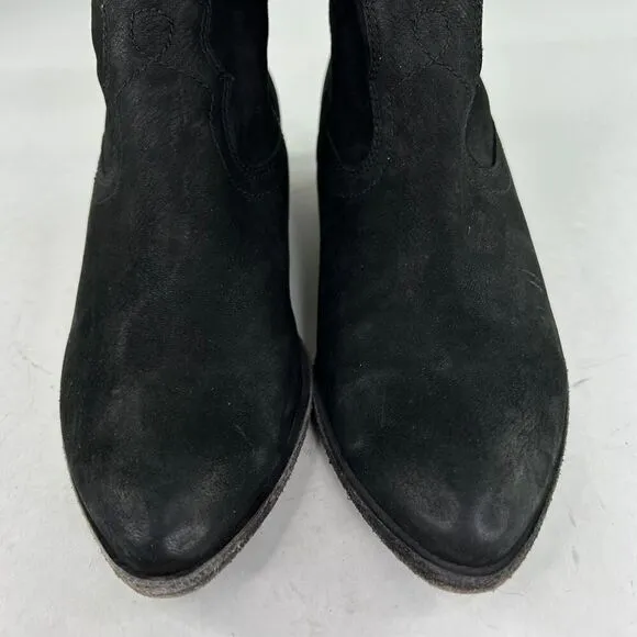 Frye Ray Seam Short Leather Western Boots US 9.5 M Black Ankle Zip Booties