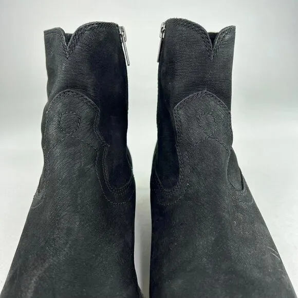 Frye Ray Seam Short Leather Western Boots US 9.5 M Black Ankle Zip Booties