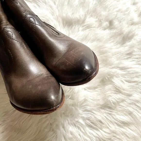 Frye Renee Seam Western Short Ankle Bootie Boots Slate Brown sz 8.5 Cowboy