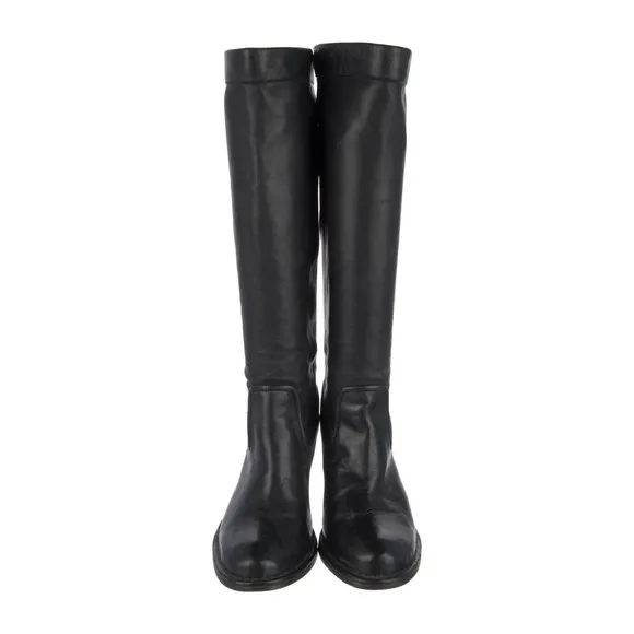 Frye Rory Scrunch Boot Genuine Leather Tall Knee High Black Heel 7.5 Rustic Boho