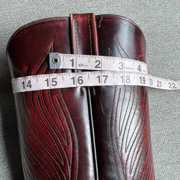 Frye Ross Braided Tall 6L16780 Mens Burgundy Leather Cowboy Western Boots Sz 11