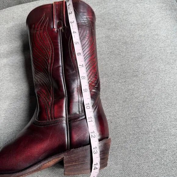 Frye Ross Braided Tall 6L16780 Mens Burgundy Leather Cowboy Western Boots Sz 11