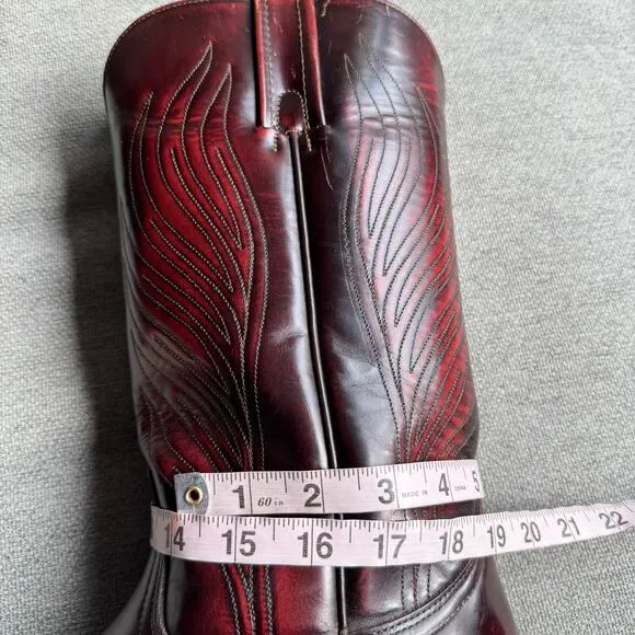 Frye Ross Braided Tall 6L16780 Mens Burgundy Leather Cowboy Western Boots Sz 11