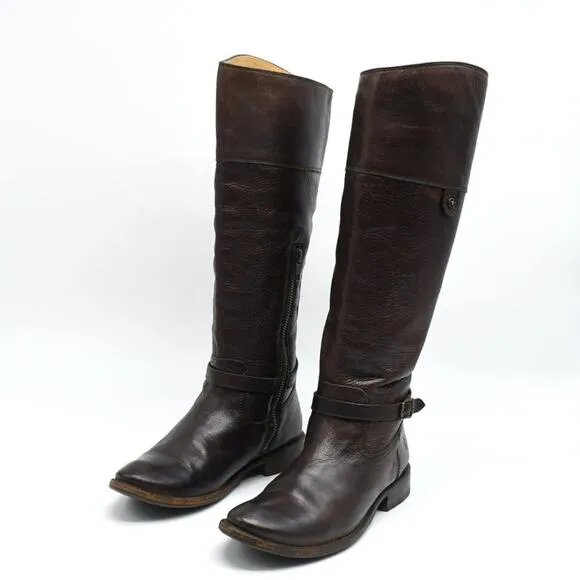Frye Shirley Tall Brown Leather Boots 6.5