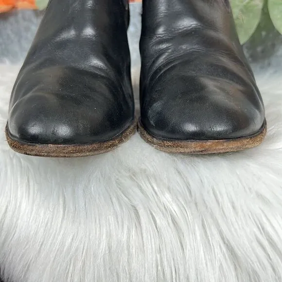Frye Short Suede Boots Tessa Zip Svlos black Vintage Oiled Leather Sz 10