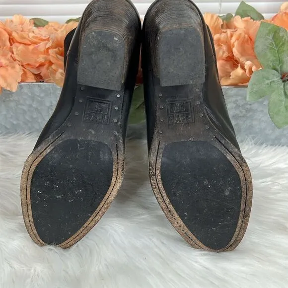 Frye Short Suede Boots Tessa Zip Svlos black Vintage Oiled Leather Sz 10