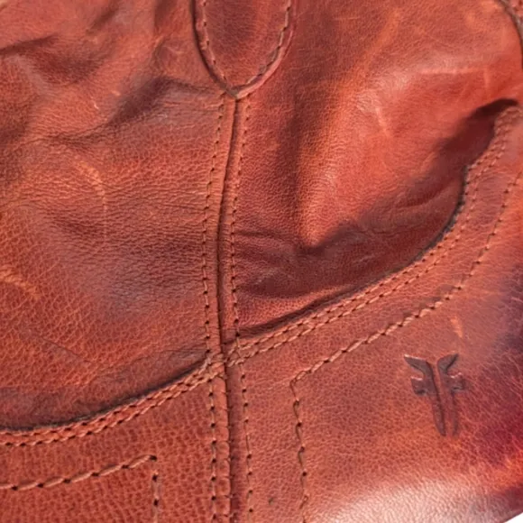 Frye Tabitha Pull-On Short Western Boots 6.5 Cognac Leather Ankle Booties