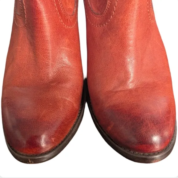 Frye Tabitha Pull-On Short Western Boots 6.5 Cognac Leather Ankle Booties