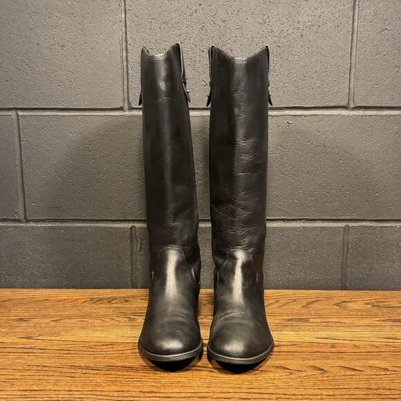 Frye Tall Black Leather Campus Riding Boots Women’s 8