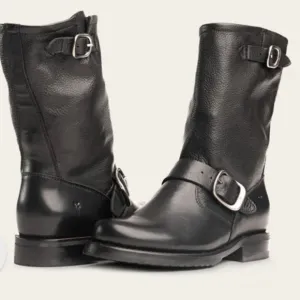 FRYE Veronica Short Black Boots 100% Leather Size 6.5