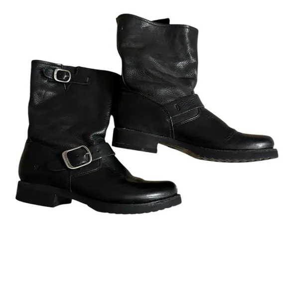 FRYE Veronica Short Black Boots 100% Leather Size 6.5