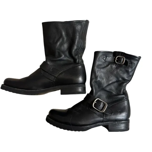 FRYE Veronica Short Black Boots 100% Leather Size 6.5