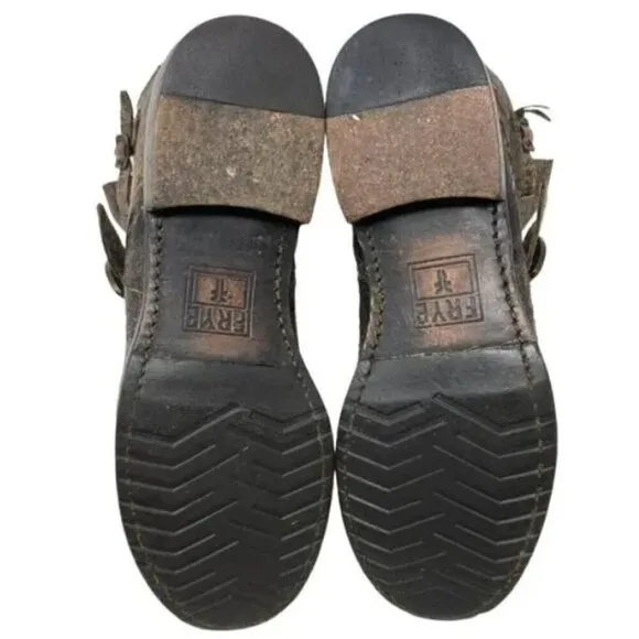 Frye Veronica Short Brown Distressed Leather Slouch Boots - Size 8.5
