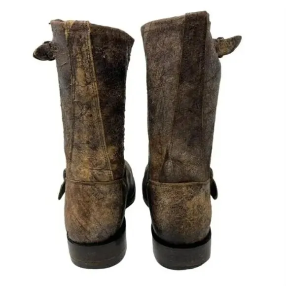 Frye Veronica Short Brown Distressed Leather Slouch Boots - Size 8.5
