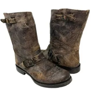 Frye Veronica Short Brown Distressed Leather Slouch Boots - Size 8.5
