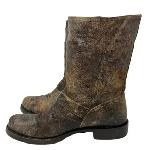 Frye Veronica Short Brown Distressed Leather Slouch Boots - Size 8.5