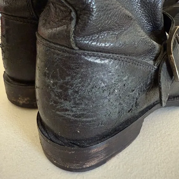 Frye Veronica Short Harness Black Leather Moto Biker Boots Size 6.5