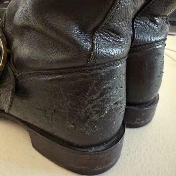 Frye Veronica Short Harness Black Leather Moto Biker Boots Size 6.5