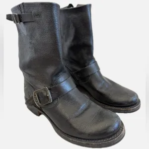 Frye Veronica Short Harness Black Leather Moto Biker Boots Size 6.5