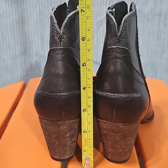 Frye Womens 6.5M Western Renee Seam Short Boots‎ Slate Brown Great PreOwned