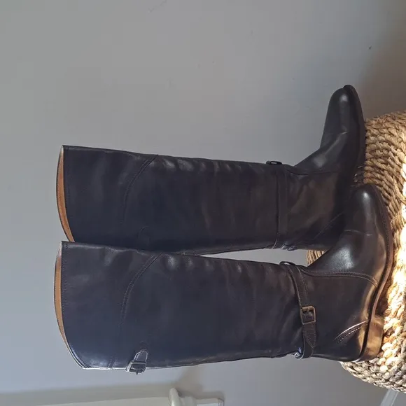 Frye‎ Womens 77561 Dorado Brown Leather Tall Riding Knee Boots/Straps S-7.5