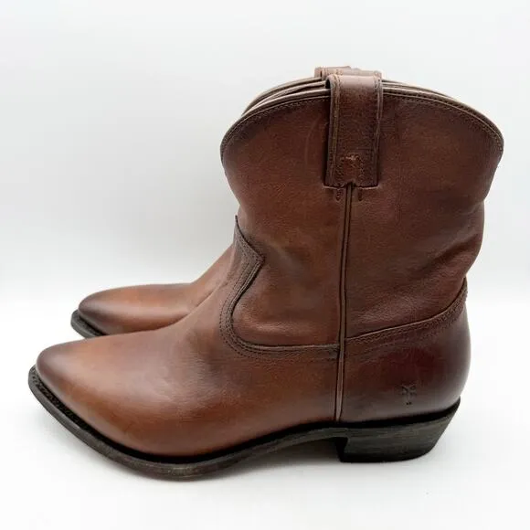 Frye Womens Billy Short Boots US 11M EU 41.5 Brown Leather Western EUC